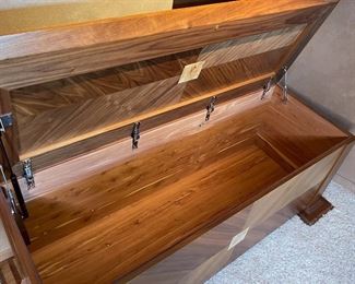 Custom Made Walnut & Birdseye Maple Cedar Lined Blanket Chest 23x64x26.5in HxWxD