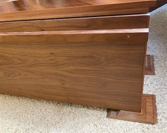 Custom Made Walnut & Birdseye Maple Cedar Lined Blanket Chest 23x64x26.5in HxWxD