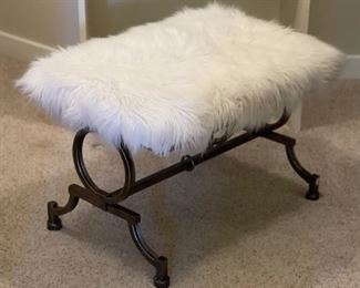 Faux Fur Vanity Seat/Bench 18x27x19in HxWxD
