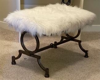 Faux Fur Vanity Seat/Bench 18x27x19in HxWxD