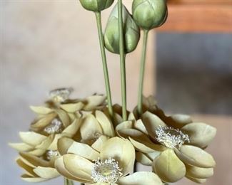 Faux Flower Decor Glass/Iron Vase 65in H