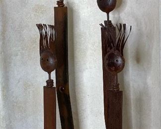 4pc Rustic Metal Art Figures Family of 4 28in H tallest