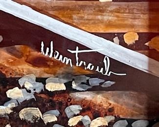 *Original* Art Herbert Weintraub Train Tracks Painting 15x17.75in (frame)