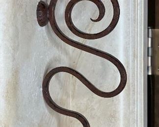 2pc Rustic Metal Artist Made Candle Sconces 21x4x7in HxWxD