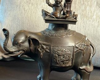 *Singed* Chinese Bronze Elephant 12x11x5in HxWxD