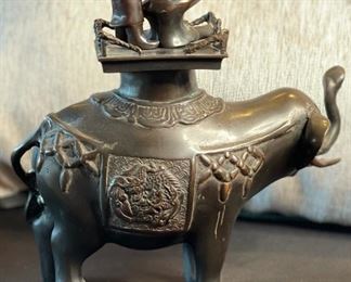 *Singed* Chinese Bronze Elephant 12x11x5in HxWxD