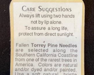 #1 Original Kraynek Prince Torrey Pine Needle Basket 9in H x 11in diameter (at widest)