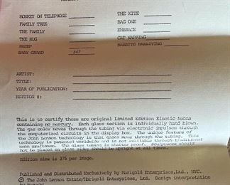 John Lennon Kinetic Neon Light Baby Grand Marigold Limited Edition 347/375 15x10x2in