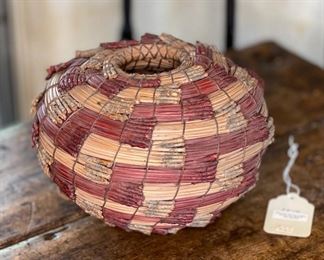 #4 Original Kraynek Prince Torrey Pine Needle Basket 6.5in H x 8.5in diameter (at widest)