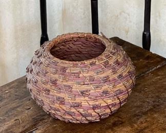 #5 Original Kraynek Prince Torrey Pine Needle Basket 6.5in H x 9in diameter (at widest)