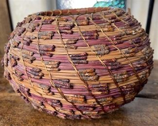 #5 Original Kraynek Prince Torrey Pine Needle Basket 6.5in H x 9in diameter (at widest)
