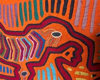 #2 Mola Kuna Indian Tribe Framed Tapestry Art San Blas Islands Panama Framed Frame: 20.75x23.75in