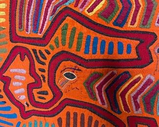 #2 Mola Kuna Indian Tribe Framed Tapestry Art San Blas Islands Panama Framed Frame: 20.75x23.75in