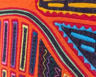 #3 Mola Kuna Indian Tribe Framed Tapestry Art San Blas Islands Panama Framed Frame: 22.75x17.5in