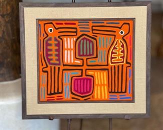 #5 Mola Kuna Indian Tribe Framed Tapestry Art San Blas Islands Panama Framed Frame: 18x20.25in