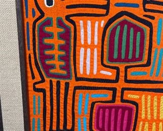 #5 Mola Kuna Indian Tribe Framed Tapestry Art San Blas Islands Panama Framed Frame: 18x20.25in