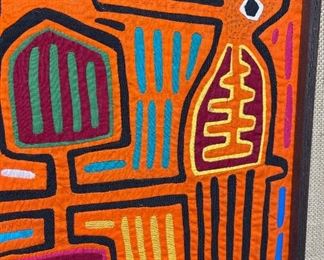 #5 Mola Kuna Indian Tribe Framed Tapestry Art San Blas Islands Panama Framed Frame: 18x20.25in