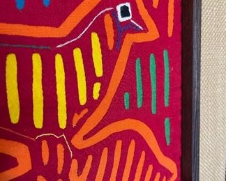 #6 Mola Kuna Indian Tribe Framed Tapestry Art San Blas Islands Panama Framed Frame: 12.5x13.5in