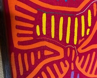 #6 Mola Kuna Indian Tribe Framed Tapestry Art San Blas Islands Panama Framed Frame: 12.5x13.5in