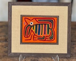 #3 Mola Kuna Indian Tribe Framed Tapestry Art San Blas Islands Panama Framed Frame: 10.75x12.75