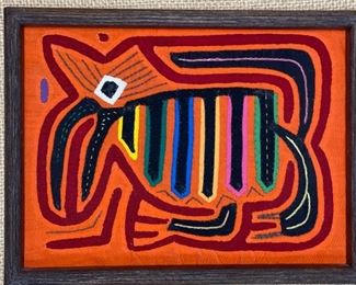 #3 Mola Kuna Indian Tribe Framed Tapestry Art San Blas Islands Panama Framed Frame: 10.75x12.75