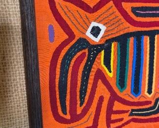 #3 Mola Kuna Indian Tribe Framed Tapestry Art San Blas Islands Panama Framed Frame: 10.75x12.75