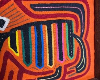 #3 Mola Kuna Indian Tribe Framed Tapestry Art San Blas Islands Panama Framed Frame: 10.75x12.75