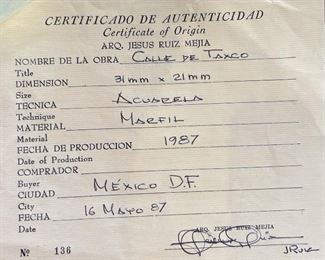 *Original* Set of 7 Jesus Ruiz Mejia Hand Painted Tiny Ivory Tiles Frame: 4.75x4.5in Artwork: 1.25x1in HxWxD