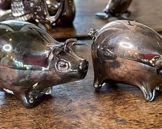 11pc Peru Sterling Silver Overlay Glass Animal Figurines largest: 3in H