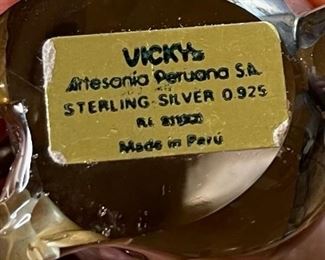 11pc Peru Sterling Silver Overlay Glass Animal Figurines largest: 3in H