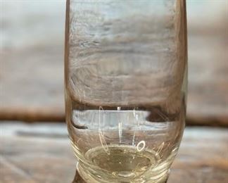 2pc Stirrup Cup Pewter & Glass PAIR Elephant & rhinoceros 5.5in H x 1.75in diameter at top