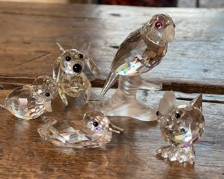 6pc Swarovski Crystal Glass Mini Figurines Tallest: 2.5in
