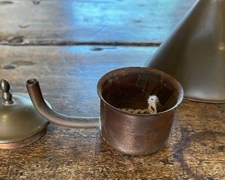 Antique Dutch Whale Oil Lamp 12x4x5in HxWxD