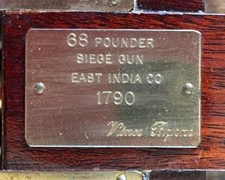 Model 68-pounder cannon East India Company Siege Gun 7x12x20in HxWxD