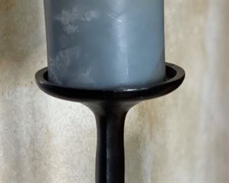 3pc Rustic Wrought Iron Candle Stands 41-36-29in heights