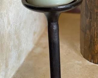 3pc Rustic Wrought Iron Candle Stands 41-36-29in heights