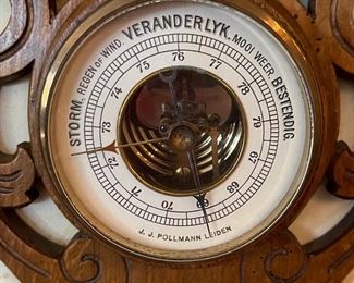 Antique Pollmann Leiden Barometer 15x8x2in HxWxD