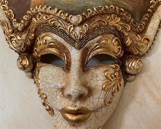 Authentic Venetian Wall Mask Hand Painted Venice Scene 22x16x4in HxWxD