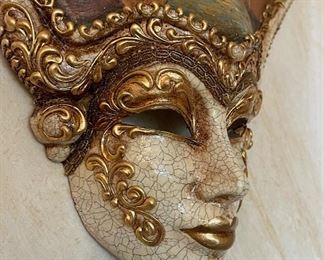 Authentic Venetian Wall Mask Hand Painted Venice Scene 22x16x4in HxWxD