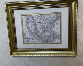 Framed Antique Map Print America #2 15x17.5in
