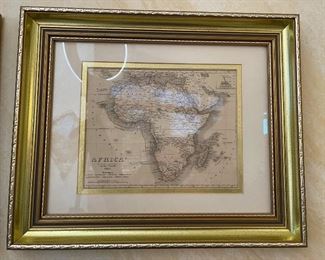 Framed Antique Map Print Africa 1830 15x17.5in