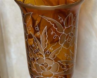 2pc Candle Stands Glass & Metal 31in H