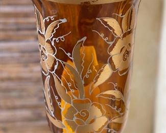 2pc Candle Stands Glass & Metal 31in H