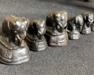 6pc Cast Iron Elephants Tallest: 1.5in