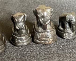 6pc Cast Iron Elephants Tallest: 1.5in