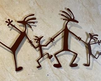 Rustic Metal Kokopelli Family of 4 12x21in