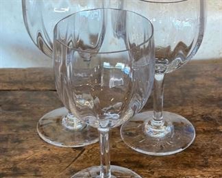 Set of 3 Baccarat Montaigne Optic Claret Wine Glasses 5.75in H x 2.75in Diameter at top