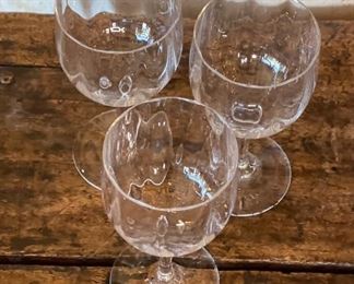 Set of 3 Baccarat Montaigne Optic Claret Wine Glasses 5.75in H x 2.75in Diameter at top