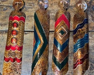 4pc Dona Calles Hammered Copper Ancestors 18in Long