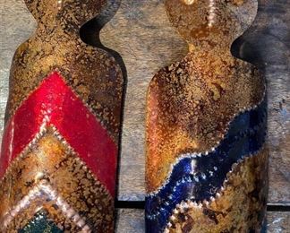 4pc Dona Calles Hammered Copper Ancestors 18in Long